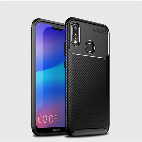 Custodia Silicone Cover Morbida Spigato per Huawei Nova 3e Nero