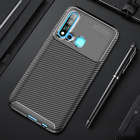 Custodia Silicone Cover Morbida Spigato per Huawei Nova 5i Nero