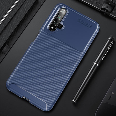 Custodia Silicone Cover Morbida Spigato per Huawei Nova 5T Blu