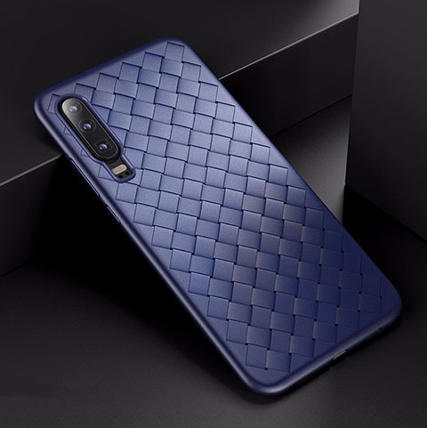 Custodia Silicone Cover Morbida Spigato per Huawei P30 Blu