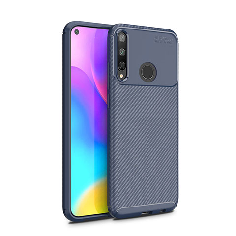 Custodia Silicone Cover Morbida Spigato per Huawei Y7p Blu