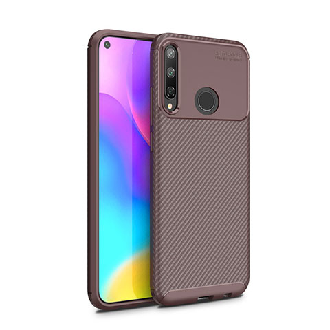 Custodia Silicone Cover Morbida Spigato per Huawei Y7p Marrone