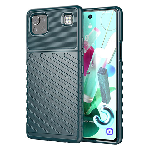 Custodia Silicone Cover Morbida Spigato per LG K92 5G Verde Notte