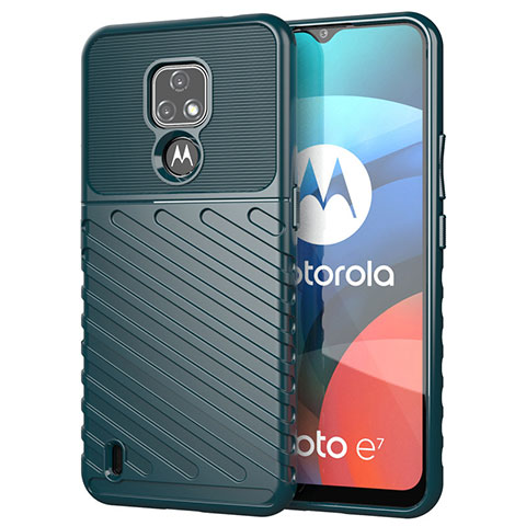 Custodia Silicone Cover Morbida Spigato per Motorola Moto E7 (2020) Verde Notte
