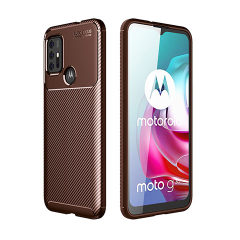 Custodia Silicone Cover Morbida Spigato per Motorola Moto G30 Marrone