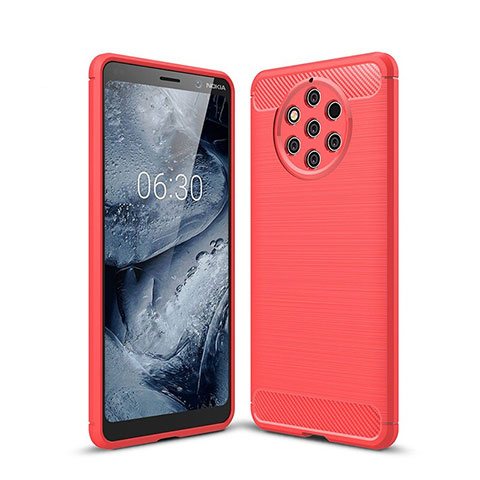 Custodia Silicone Cover Morbida Spigato per Nokia 9 PureView Rosso