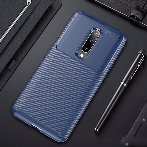 Custodia Silicone Cover Morbida Spigato per OnePlus 7 Pro Blu