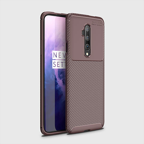 Custodia Silicone Cover Morbida Spigato per OnePlus 7T Pro Marrone