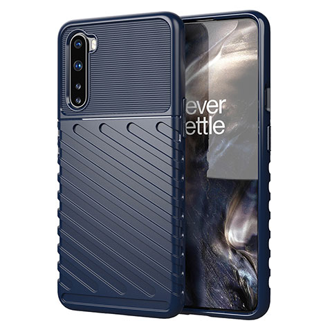 Custodia Silicone Cover Morbida Spigato per OnePlus Nord Blu