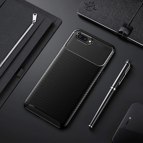 Custodia Silicone Cover Morbida Spigato per Oppo A12e Nero