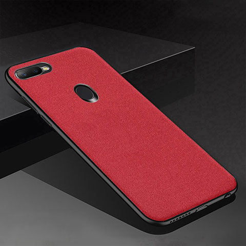 Custodia Silicone Cover Morbida Spigato per Oppo A7 Rosso