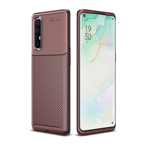 Custodia Silicone Cover Morbida Spigato per Oppo Find X2 Neo Marrone