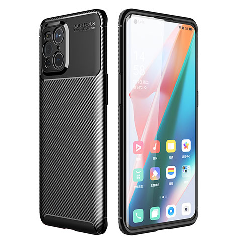 Custodia Silicone Cover Morbida Spigato per Oppo Find X3 5G Nero