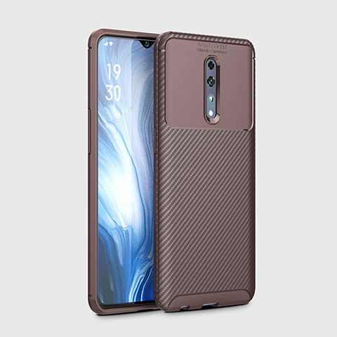 Custodia Silicone Cover Morbida Spigato per Oppo Reno Z Marrone