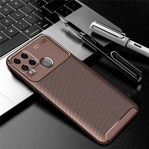 Custodia Silicone Cover Morbida Spigato per Realme C15 Marrone