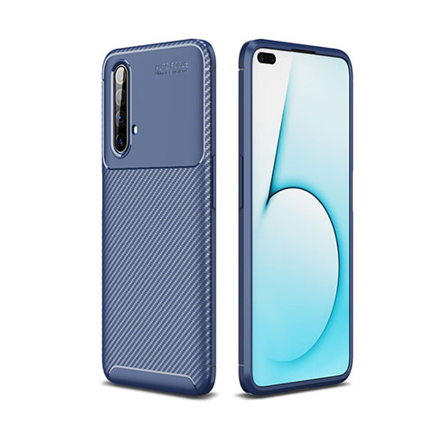 Custodia Silicone Cover Morbida Spigato per Realme X50 5G Blu