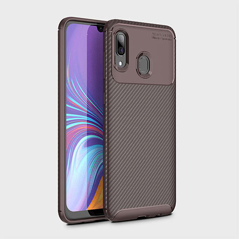 Custodia Silicone Cover Morbida Spigato per Samsung Galaxy A30 Marrone