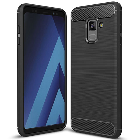 Custodia Silicone Cover Morbida Spigato per Samsung Galaxy A8+ A8 Plus (2018) Duos A730F Nero