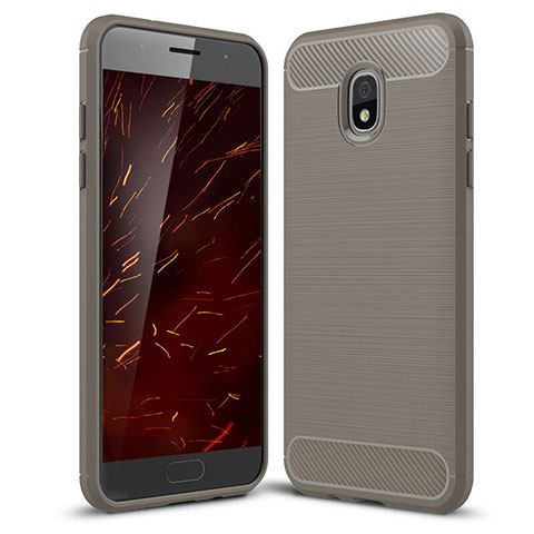 Custodia Silicone Cover Morbida Spigato per Samsung Galaxy Amp Prime 3 Grigio