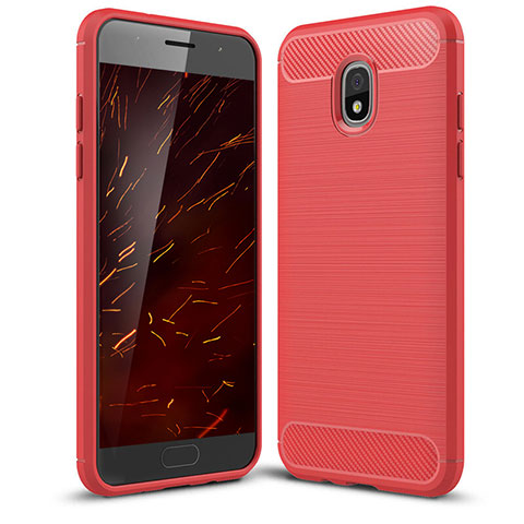 Custodia Silicone Cover Morbida Spigato per Samsung Galaxy Amp Prime 3 Rosso