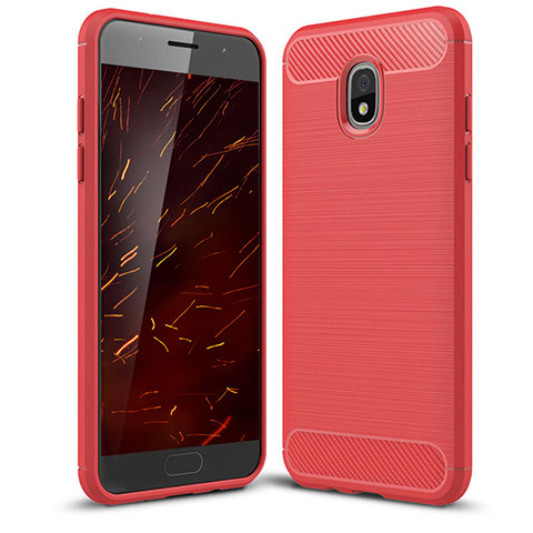 Custodia Silicone Cover Morbida Spigato per Samsung Galaxy J3 Star Rosso