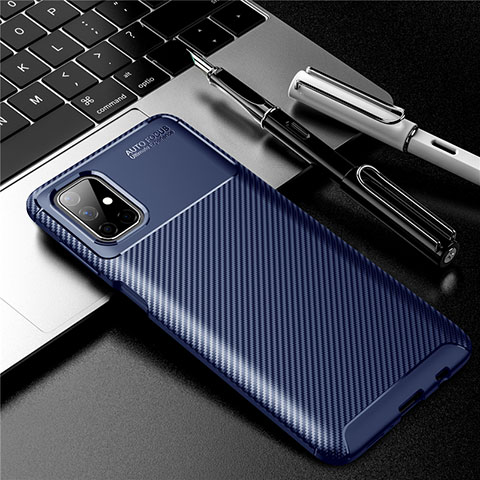 Custodia Silicone Cover Morbida Spigato per Samsung Galaxy M51 Blu