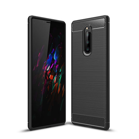 Custodia Silicone Cover Morbida Spigato per Sony Xperia 1 Nero