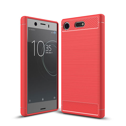 Custodia Silicone Cover Morbida Spigato per Sony Xperia XZ1 Compact Rosso