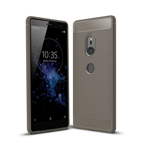 Custodia Silicone Cover Morbida Spigato per Sony Xperia XZ2 Grigio