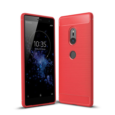 Custodia Silicone Cover Morbida Spigato per Sony Xperia XZ2 Rosso