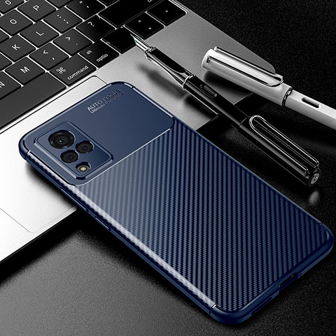 Custodia Silicone Cover Morbida Spigato per Vivo V21s 5G Blu