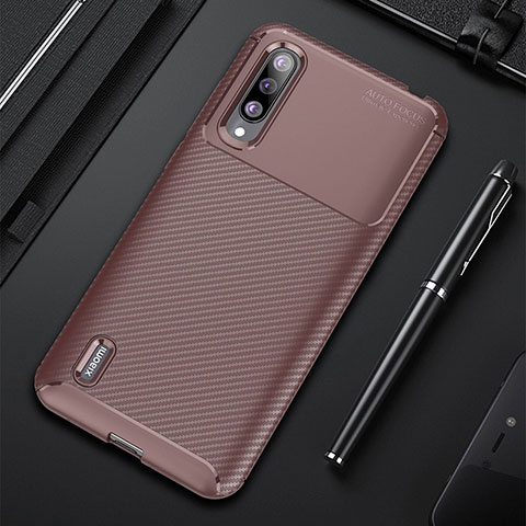 Custodia Silicone Cover Morbida Spigato per Xiaomi CC9e Marrone