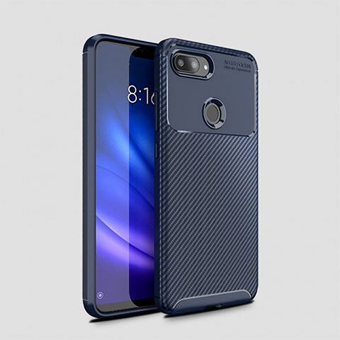 Custodia Silicone Cover Morbida Spigato per Xiaomi Mi 8 Lite Blu