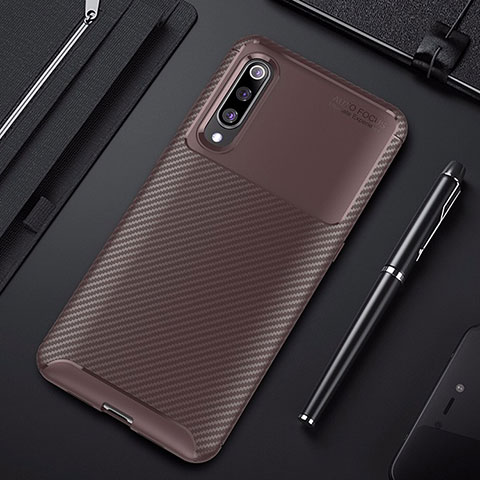 Custodia Silicone Cover Morbida Spigato per Xiaomi Mi 9 SE Marrone