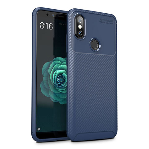 Custodia Silicone Cover Morbida Spigato per Xiaomi Redmi 6 Pro Blu