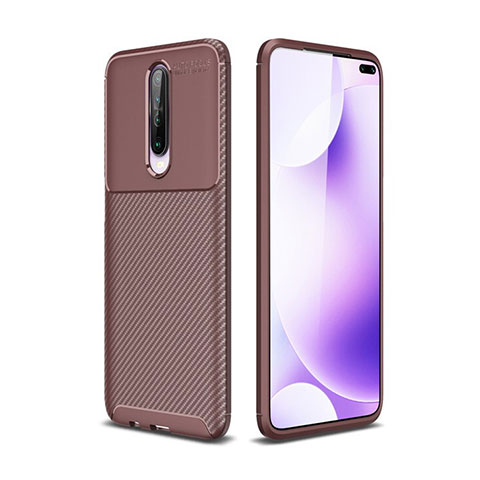 Custodia Silicone Cover Morbida Spigato per Xiaomi Redmi K30i 5G Marrone