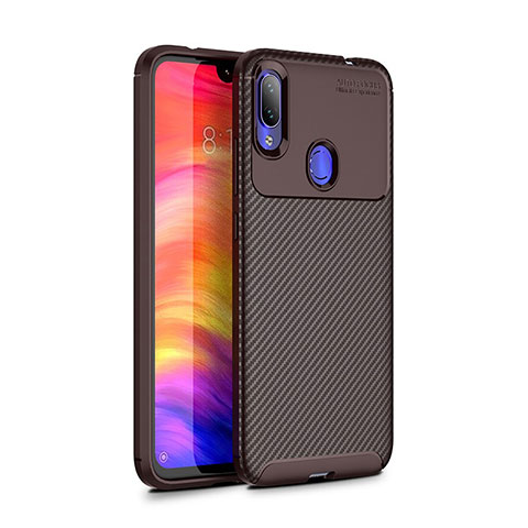 Custodia Silicone Cover Morbida Spigato per Xiaomi Redmi Note 7 Marrone