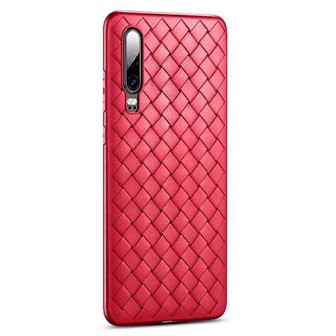 Custodia Silicone Cover Morbida Spigato R01 per Huawei P30 Rosso