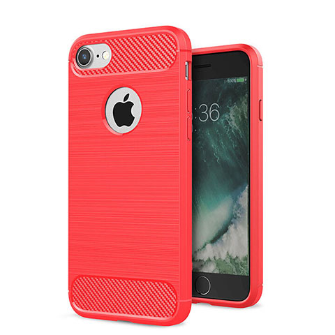 Custodia Silicone Cover Morbida Spigato S01 per Apple iPhone SE (2020) Rosso