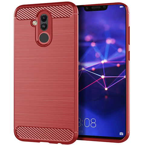Custodia Silicone Cover Morbida Spigato S01 per Huawei Mate 20 Lite Rosso