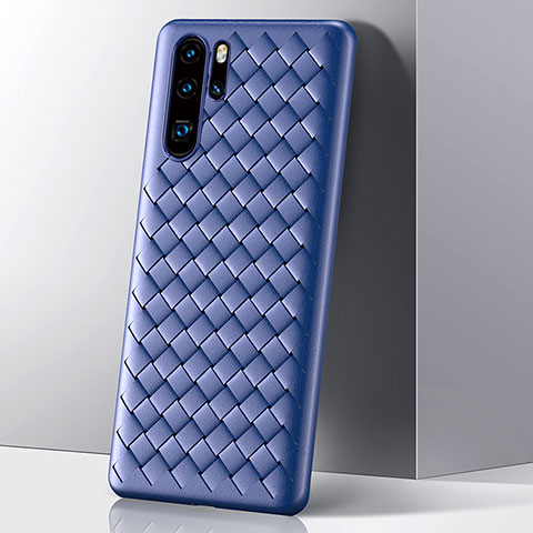 Custodia Silicone Cover Morbida Spigato S01 per Huawei P30 Pro Blu