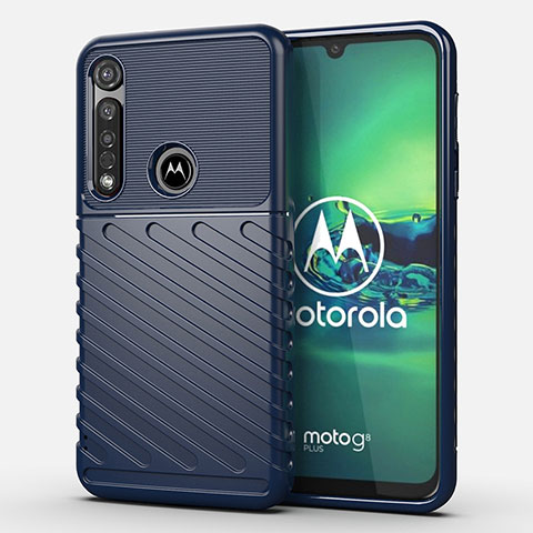 Custodia Silicone Cover Morbida Spigato S01 per Motorola Moto G8 Plus Blu