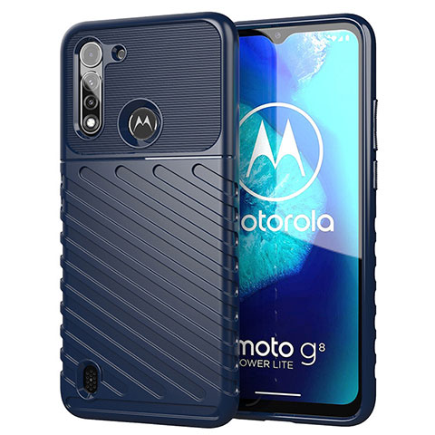 Custodia Silicone Cover Morbida Spigato S01 per Motorola Moto G8 Power Lite Blu
