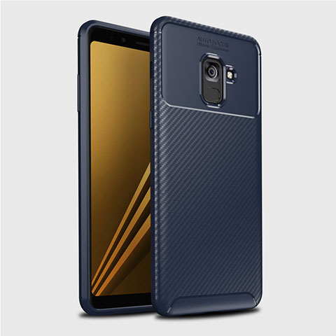 Custodia Silicone Cover Morbida Spigato S01 per Samsung Galaxy A8+ A8 Plus (2018) Duos A730F Blu