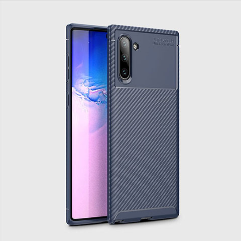 Custodia Silicone Cover Morbida Spigato S01 per Samsung Galaxy Note 10 5G Blu