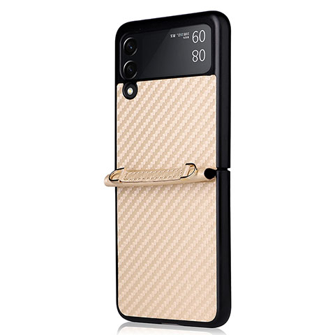 Custodia Silicone Cover Morbida Spigato S01 per Samsung Galaxy Z Flip3 5G Oro