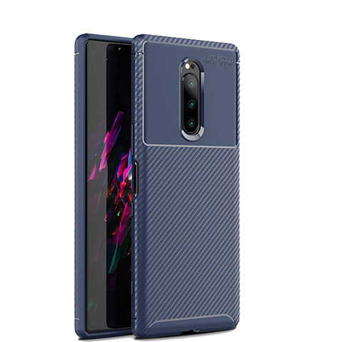 Custodia Silicone Cover Morbida Spigato S01 per Sony Xperia 1 Blu