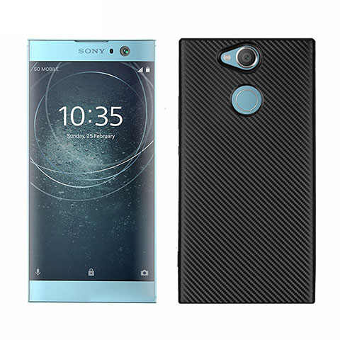 Custodia Silicone Cover Morbida Spigato S01 per Sony Xperia XA2 Plus Nero