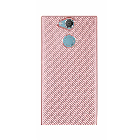 Custodia Silicone Cover Morbida Spigato S01 per Sony Xperia XA2 Ultra Oro Rosa