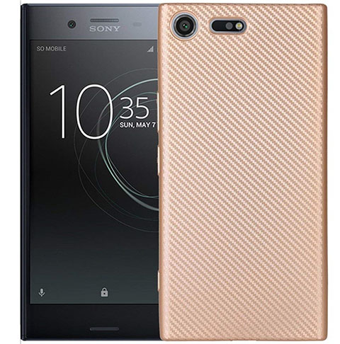 Custodia Silicone Cover Morbida Spigato S01 per Sony Xperia XZ1 Compact Oro